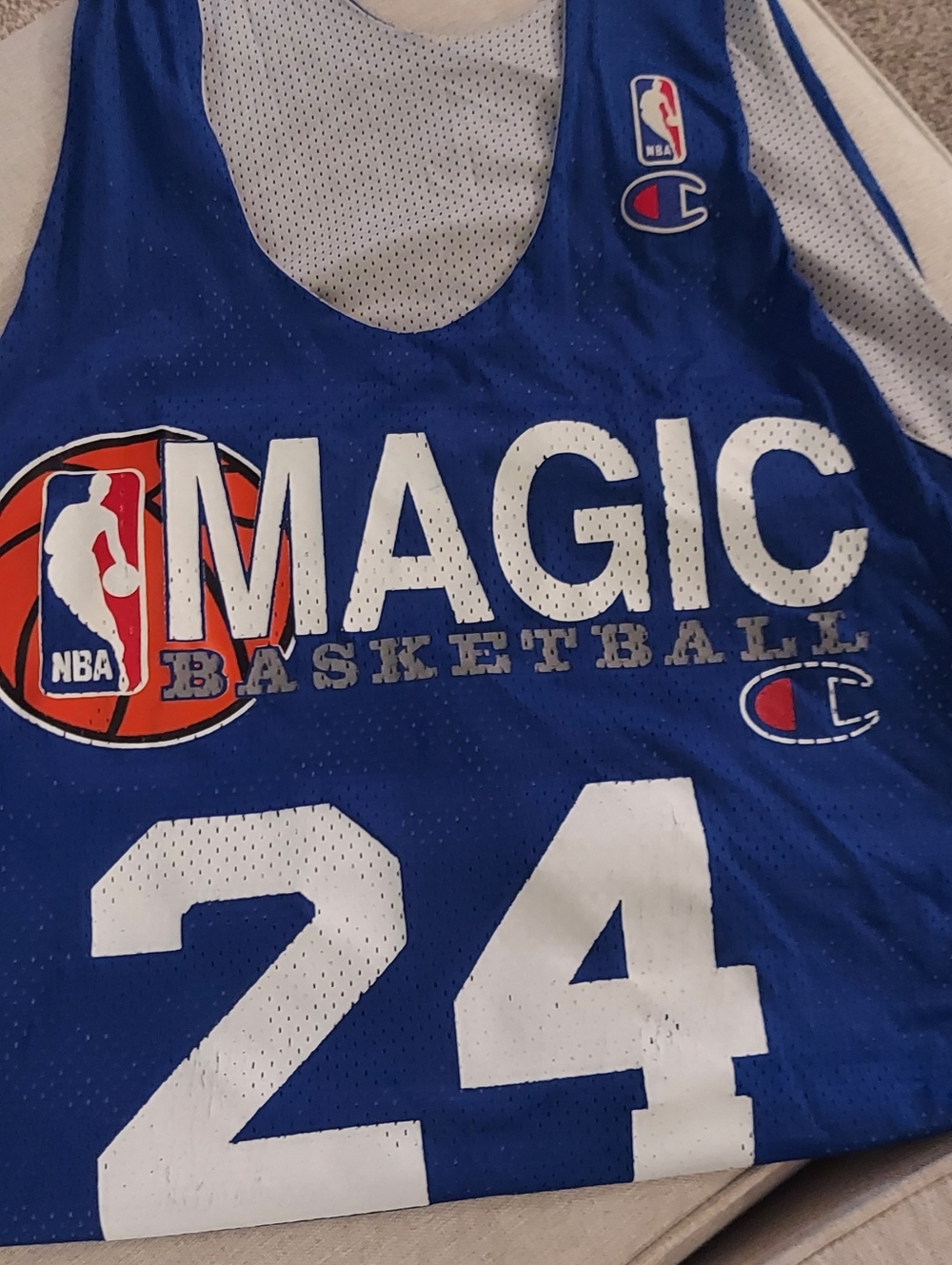 Vintage Champion Orlando Magic #24 basketball reversible practice jersey.